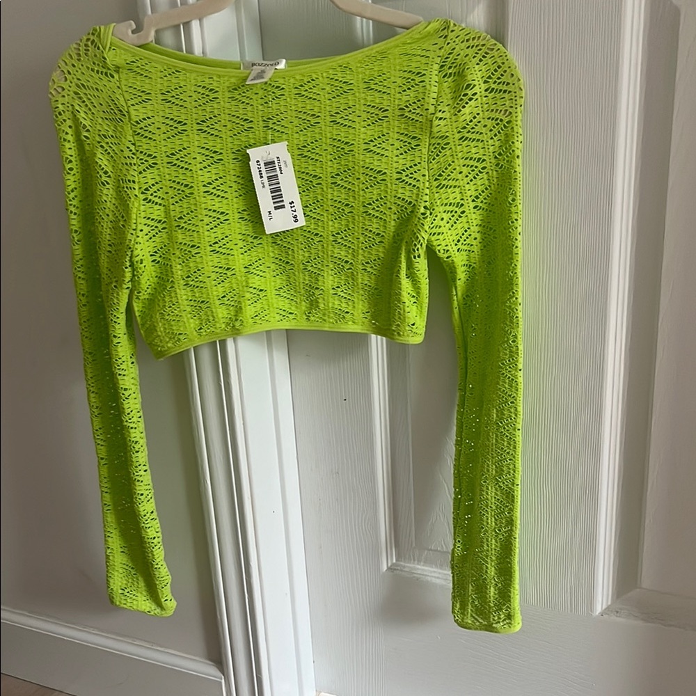 Neon Green Lace Crop Top